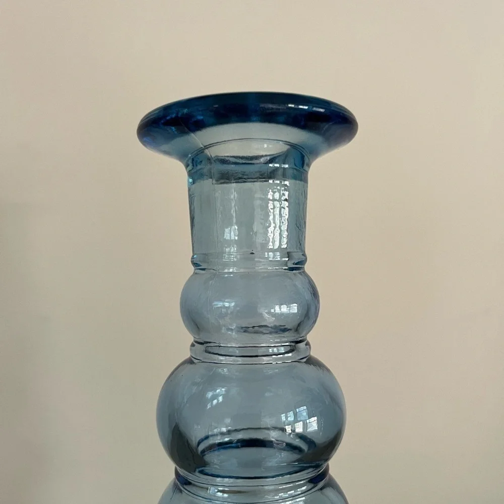 Elegant Blue Bubble Glass Candle Holder